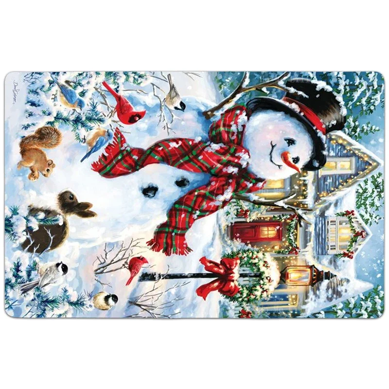 Рождественская елка на ферме Снеговик Санта-Клаус сани мухи кардинал Ретро