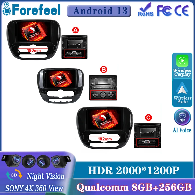 

Android13 Qualcomm Snapdragon For Kia Soul 2 PS 2013 - 2019 Car Radio Multimedia Video Player Head Unit 4G WiFi NO 2din 8 core