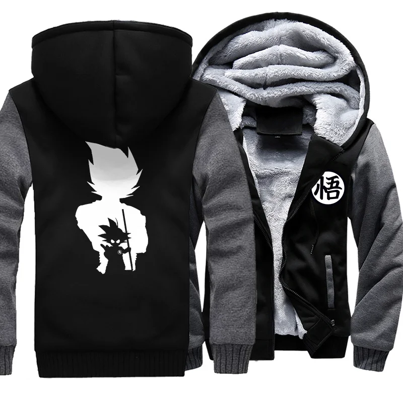 

DBZ Japanese Anime Print arajuku Men's Sportswear oodie Winter Fleece Tick oody For Men Sweatsirts Punk Kpop oodies