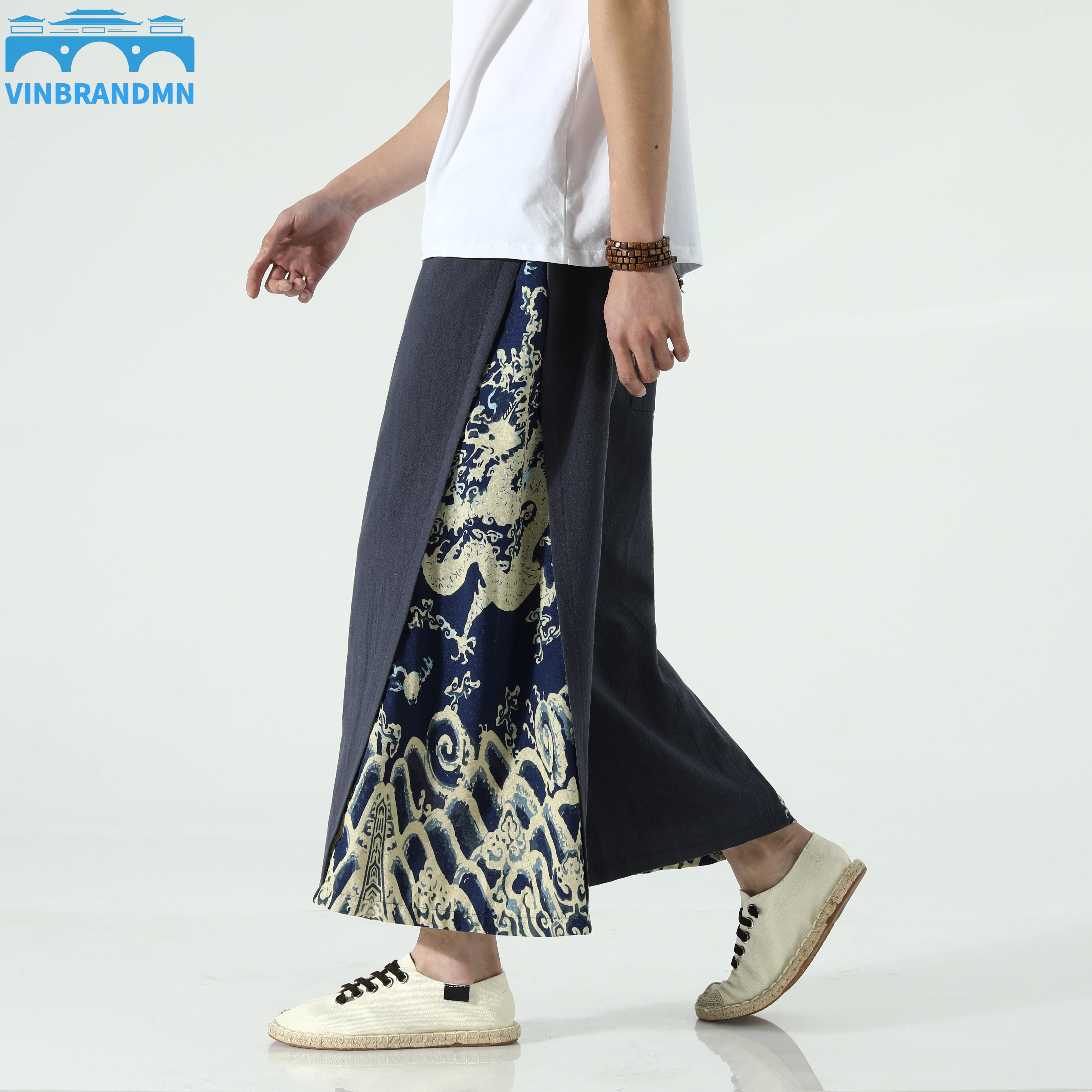 

Мужские брюки-клеш с широкими штанинами в китайском стиле