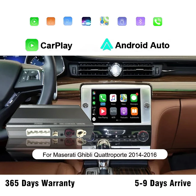

Коробка беспроводного модуля CarPlay и Android Auto для Maserati Quattroporte/Ghibli 2014-2016 | HD-навигационная система Plug & Play, зеркало