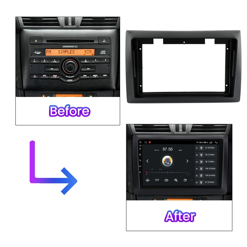 NaviTree 2 Din 9 дюймов автомобильное радио DVD GPS Mp5 пластиковая панель Рамка для FIAT Stilo 2010