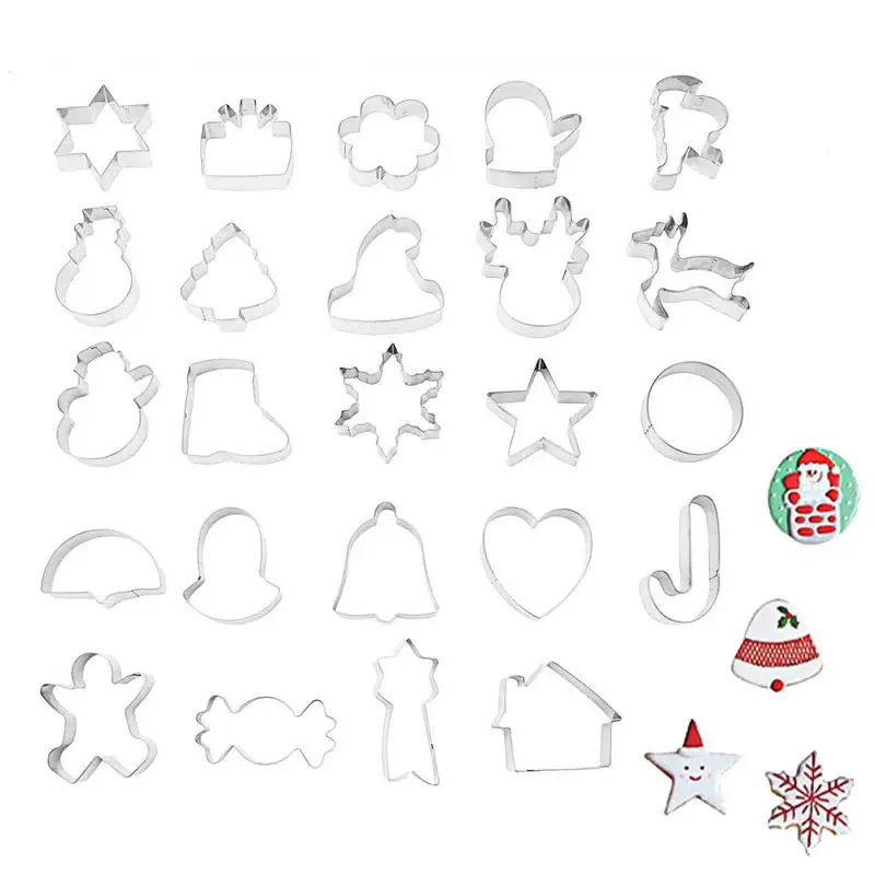 

Металлические рождественские формочки для печенья 24 шт. из нержавеющей стали с антипригарным покрытием рождественские формочки для печень...