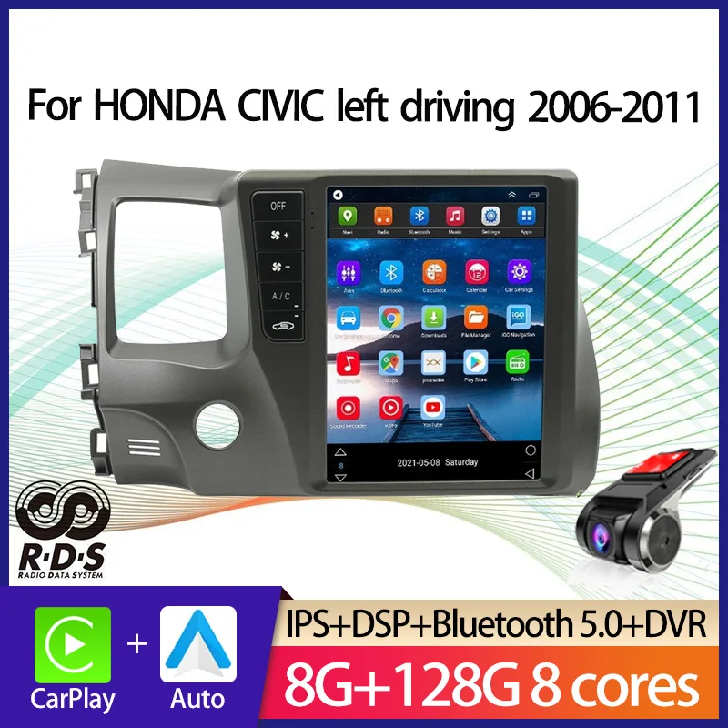 

Android Car GPS Navigation Player Tesla Style for HONDA CIVIC left driving 2006-2011 Manual/Automatic air conditioning version