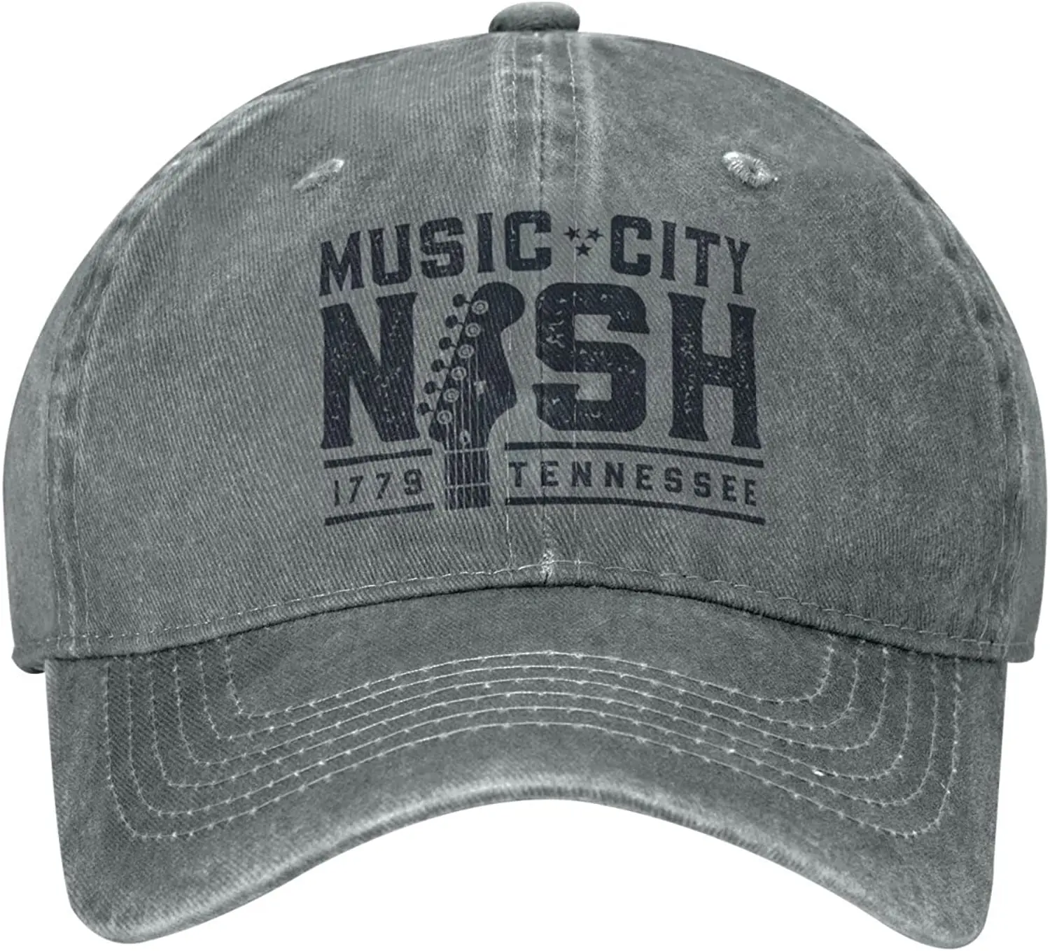 

Nashville Music City Baseball Cap Unisex Adjustable Casual Denim Hat for Men Women Polyester Denim Adult Four Seasons Casual