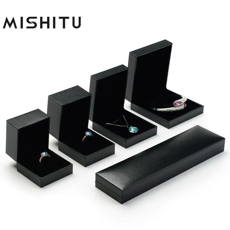 

MISHITU Black Jewelry Box for Ring Earrings Necklace Bracelet Jewelry Cabinet Decorative Gift Box Jewellery storage