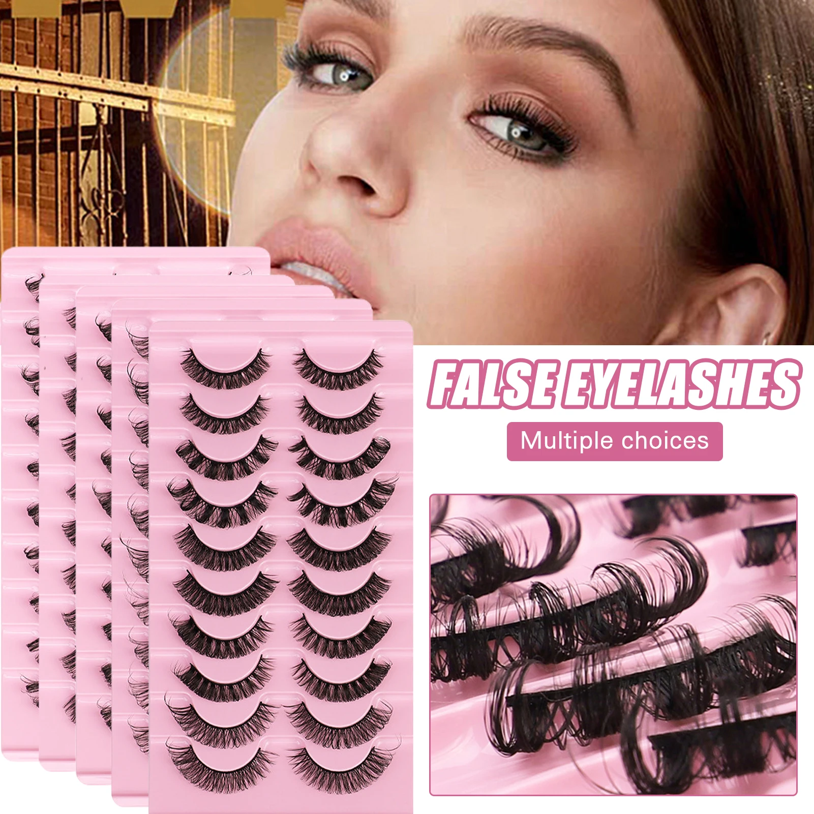 

10 Pairs Fake Eyelashes Handmade Natural Long Thick Fluffy Artifical Lashes Reusable Curl Makeup Eyelashes SEC88