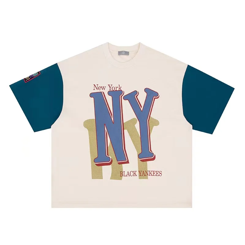 

Spring and summer 2023 new brand n street letter printing color matching casual short-sleeved shirt