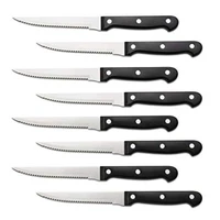 46812 pcs steak knives set sharp blade black pp handle outdoor bbq picnic meat cutter multi function fish cutting knife