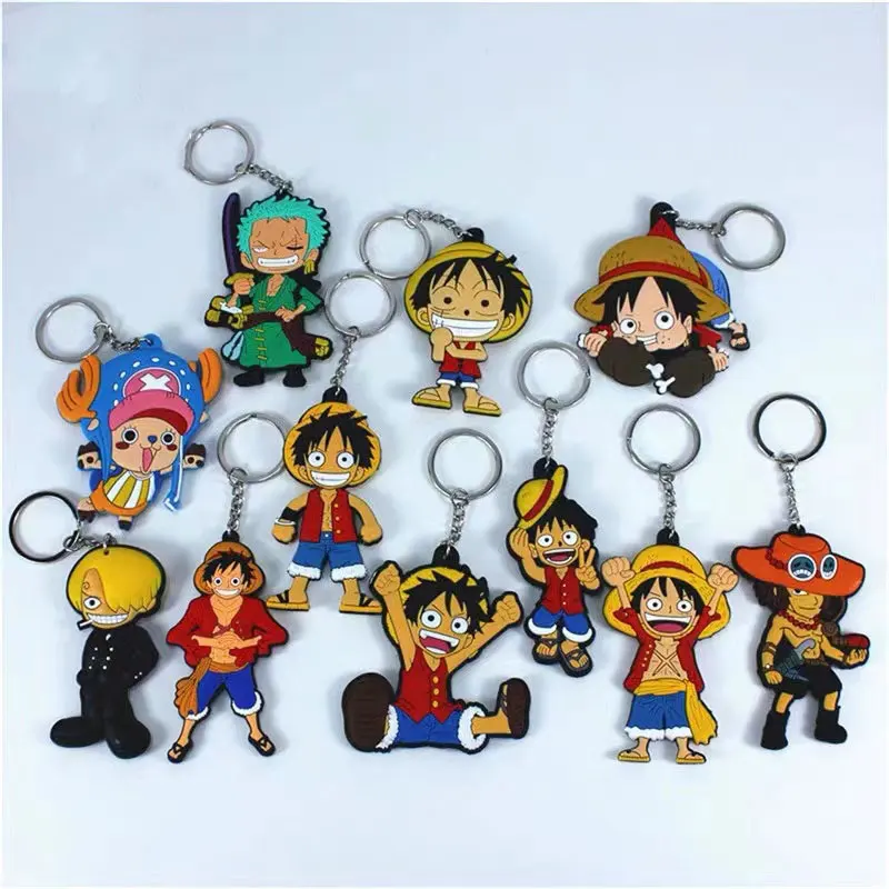 

Luffy Car Keyring Pendant Roronoa Zoro Anime KeyChain Women Pvc for Men Key Ring Japan Cos Girl Gift One Piece Tony Tony Chopper