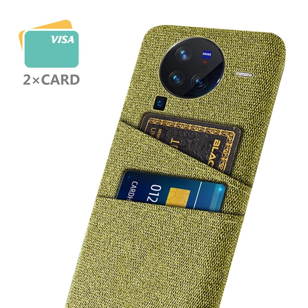 

For vivo X80 Pro Case Dual Card Fabric Cloth Luxury Business Cover For vivoX80 Pro Cover for vivo X80Pro V2185A, V2145 Funda