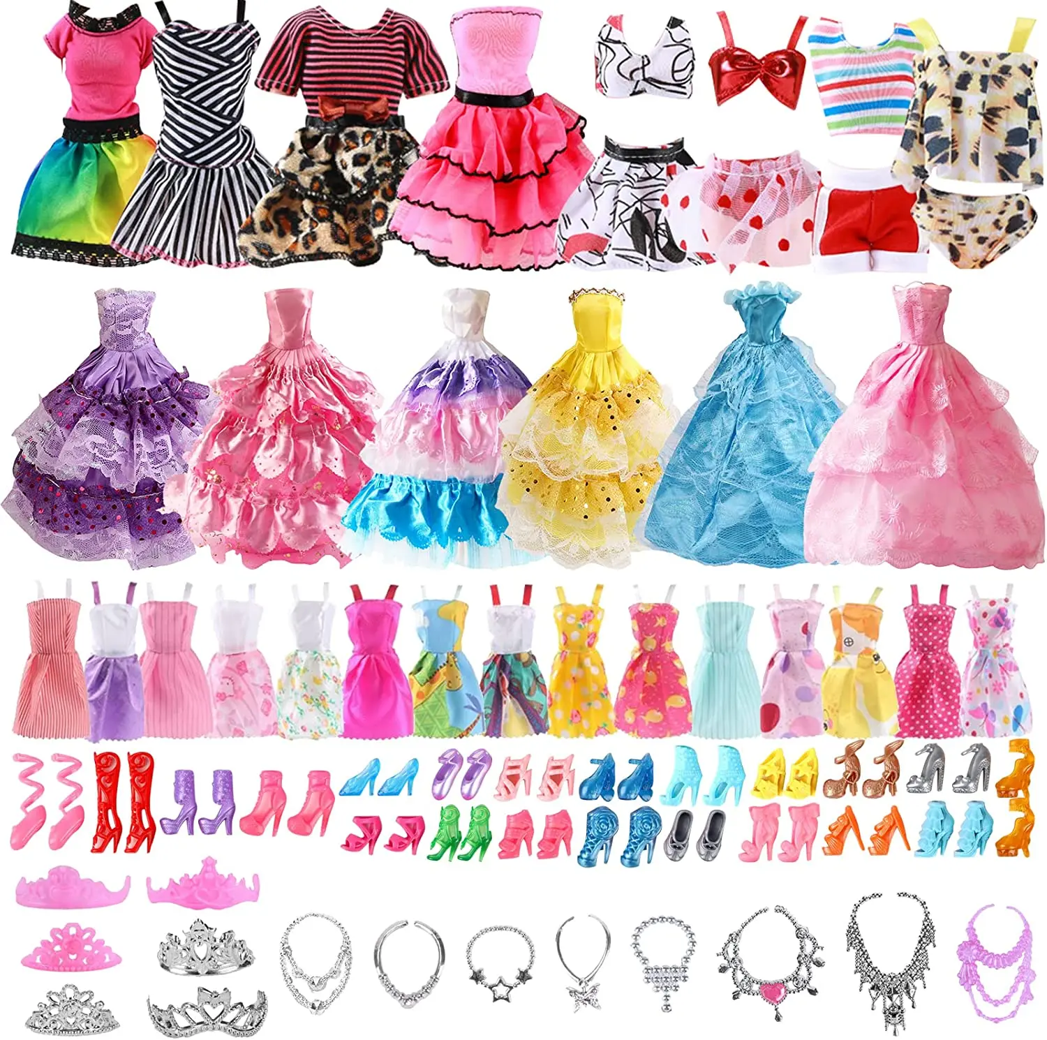 

34PCS doll clothing and accessories, 11.5-inch clothing accessories Barbie doll, evening dress, dress, daily skirt, swimsuit, cr