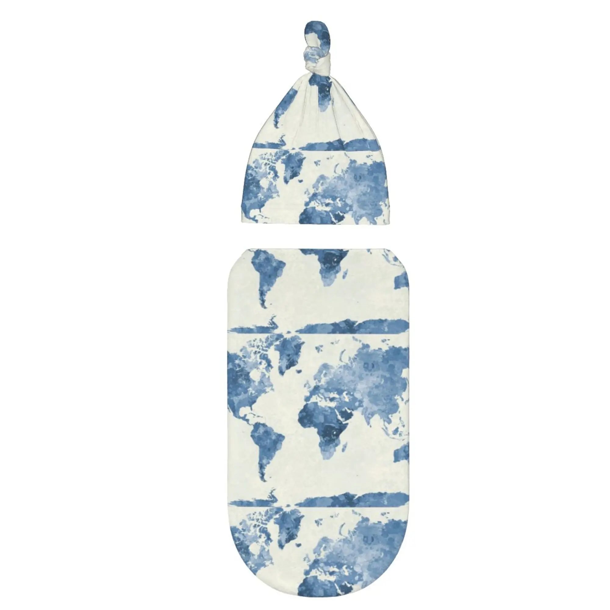 

World Map Baby Swaddle Blanket with Hat Set Baby Girl Boy Easy Adjustable Infant Sleep Sack Wrap Babies