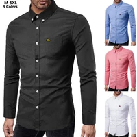 men shirt spring autumn pony brand casual business blouse homme oxford clothes fit slim long sleeve mens dress shirts m 5xl