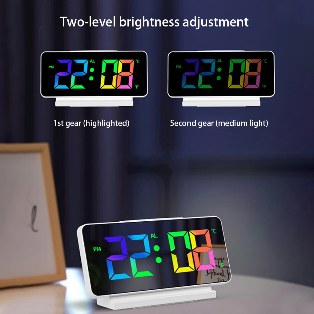 

Электронный будильник со светодиодным индикатором температуры, прикроватный термометр с регулируемой яркостью