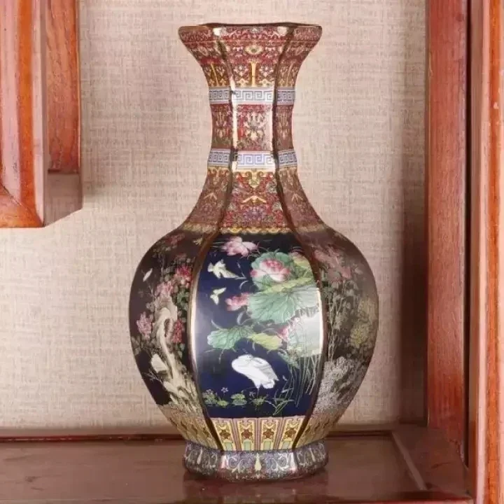 

Керамическая ваза 26 см, украшение для гостиной, эмалированная фарфоровая домашняя мебель, Античная коллекция