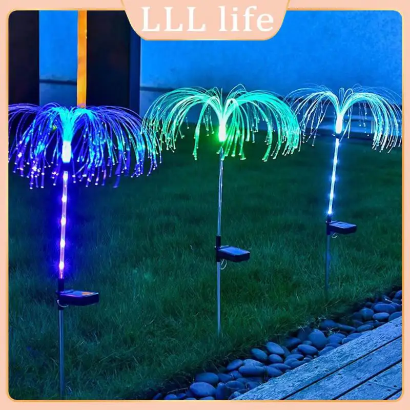 

Led Garden Lights Waterproof Fiber Optic Jellyfish Solar Lamps For The Garden Plastic Decorative Outdoor Landscape Pathway Light