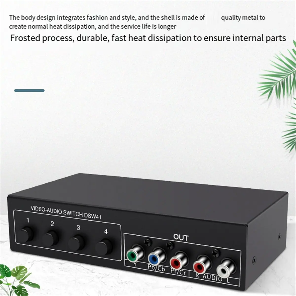 Фото A72Z 4x1 Компонентный видеопереключатель YPbPr YCbCr с аудиовыходом DSW41, панельный кнопочный переключатель CVBS 720P, металлический корпус №1