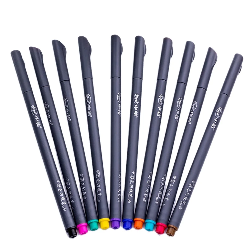 

Гелевая ручка Sipa 10 шт., тонкая цветная ручка с крючком 0,38 мм, ручка с иглой для рисования, подарок для детей, школьные принадлежности