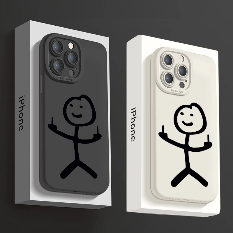 Cartoon Matchman Phone Case For iPhone 13 12 11 14 Pro Max Mini XR XS X 7 8 Plus SE2020 Shockproof Matte Soft TPU Silicone Cover