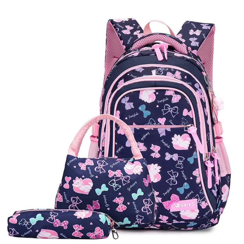 

3pcs/set Bow Print school bags for teen Girls Primary Waterproof School bags Kids Student Princess Backpack Mochila Infantil