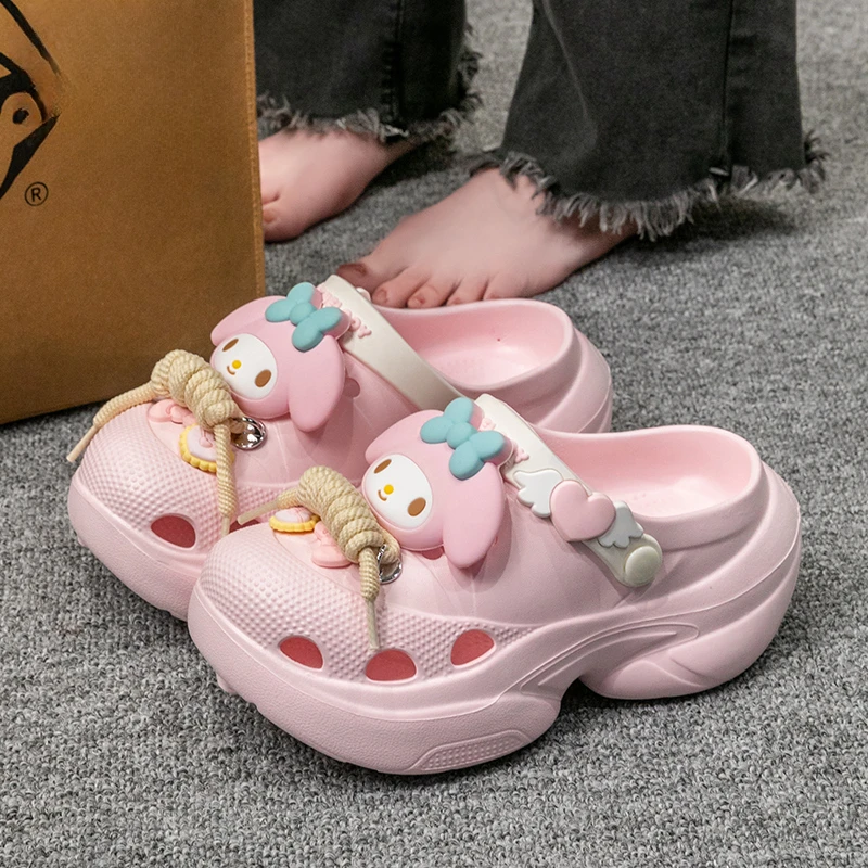 Sanrio обувь на платформе с отверстиями пляжные тапочки героями мультфильмов Hello Kitty