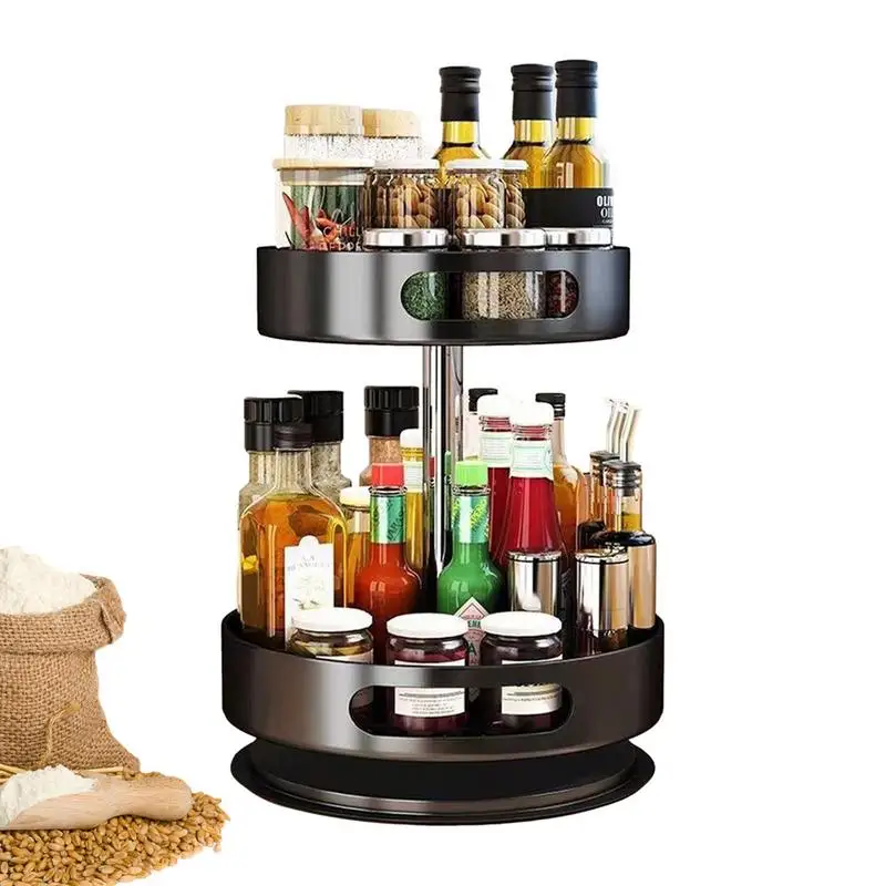 

Полка для специй, органайзер для шкафа с поворотным основанием на 360 градусов, органайзер для специй из нержавеющей стали, экономия места, водонепроницаемая Полка для специй