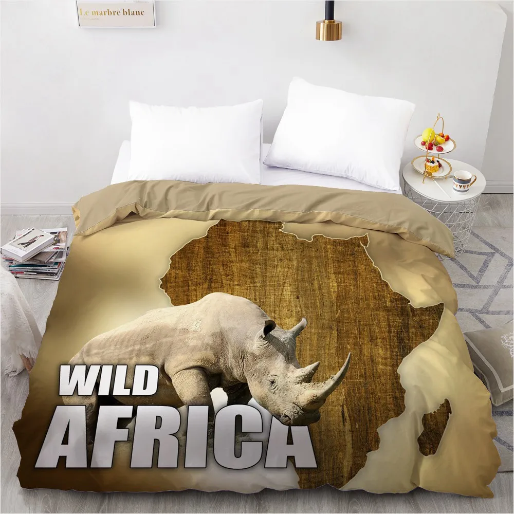 

3D Bedding Sets Animal Rhinoceros 3-piece Quilt Cover Set Comforter Bed Home Textile Pillowcase King Queen Full Double Size