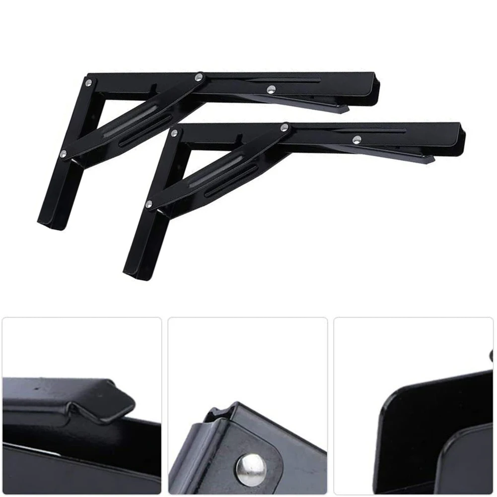 

2pcs RV Camper Van Folding Bracket Table Shelf Motor Home Caravan Black Finish Table Rack RV Accessories Only Folding Brackets