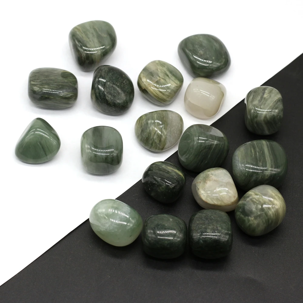 

5PCSNatural Semi-precious Stones Green Wood Grain Irregular Stone Beads Making DIY Necklace Jewelry Home Decorate Ornament Gift