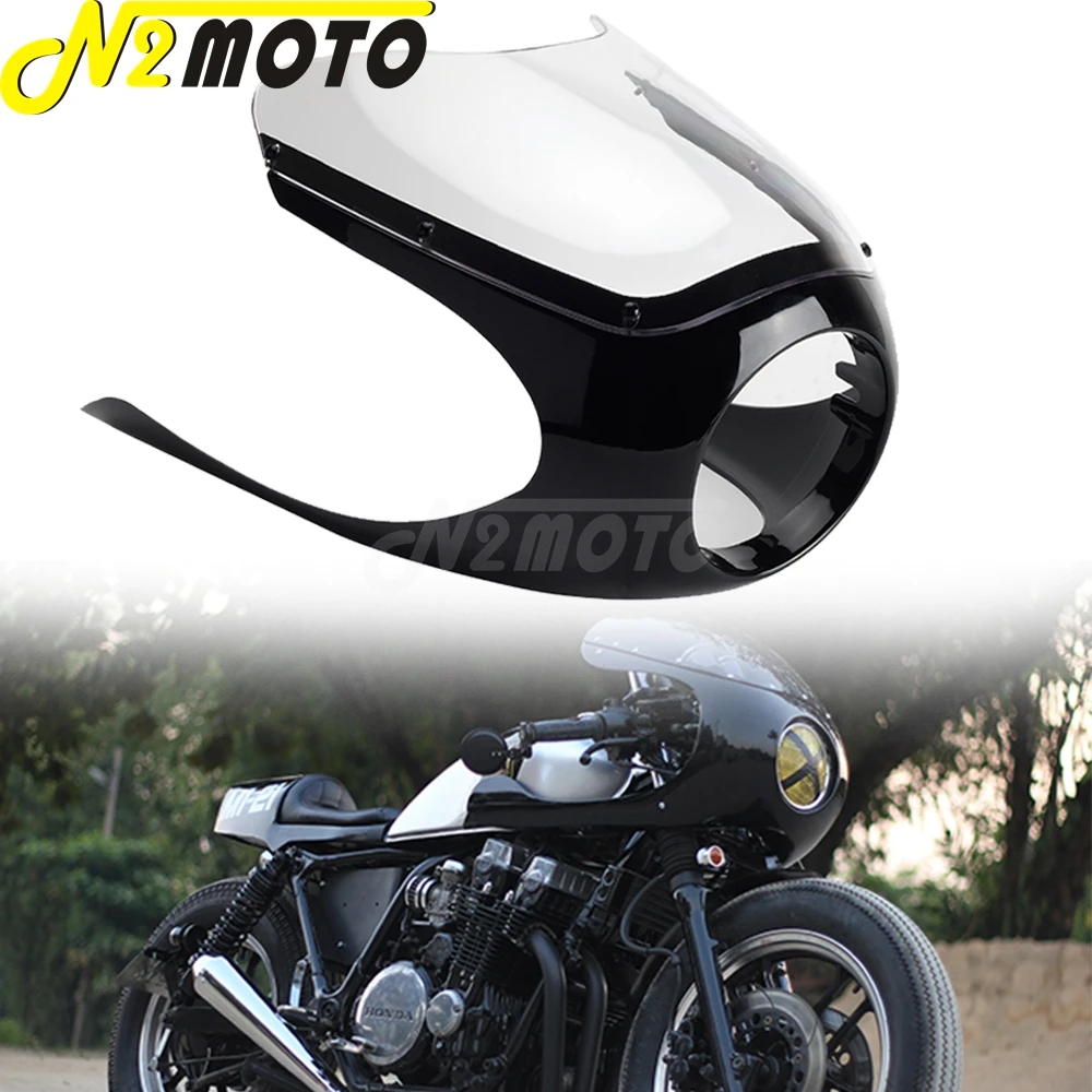 Полуобтекатель для фар 6-1/4 дюйма, маска на лобовое стекло для Ducati Moto Guzzi Bobber Retro Cruiser Cafe Racer Yamaha Honda Suzuki GS Полуобтекатель для фар 6-1/4 дюйма, маска на лобовое стекло для Ducati Moto Guzzi Bobber Retro Cruiser Cafe Racer Yamaha Honda Suzuki GS