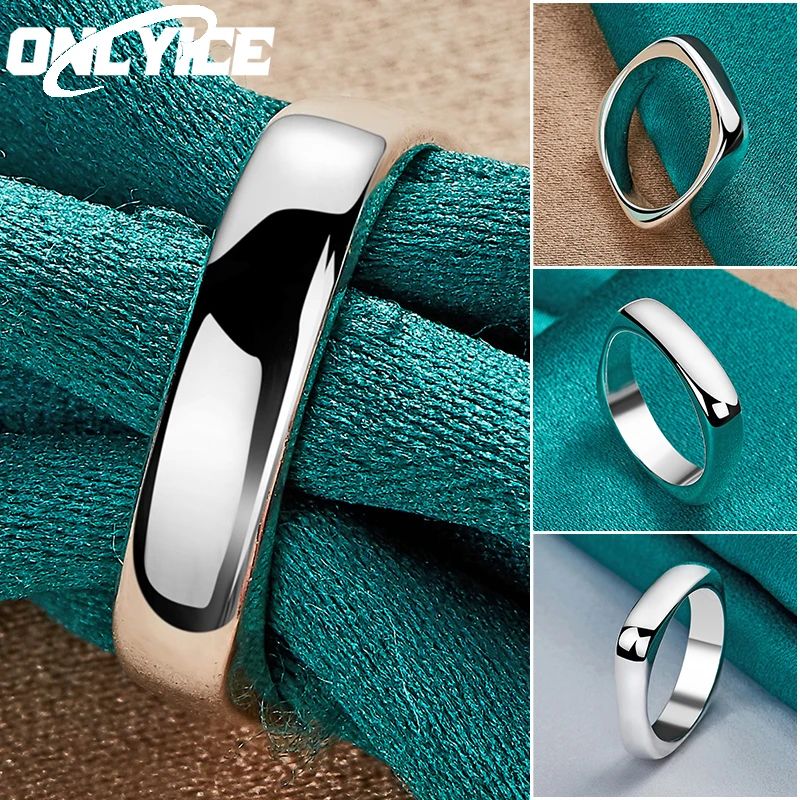 

Charm 925 Sterling Silver Simple Square Ring For Woman Man Size 5/6/7/8/9/10 Christmas Gifts Fashion Party Wedding Jewelry