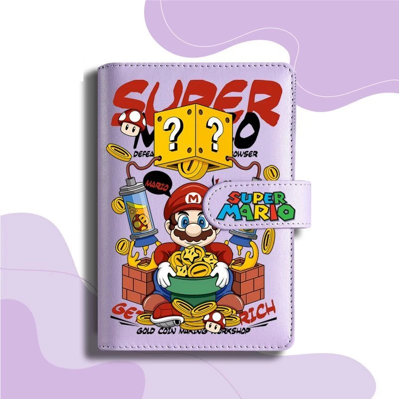 Блокнот Kawaii Mario A5A6 с магнитной застежкой, мягкая обложка, 6 отверстий, съемные листы, 80 листов в линейку, подарок для студентов (art.: 3920dc759f687) - 3920dc759f687