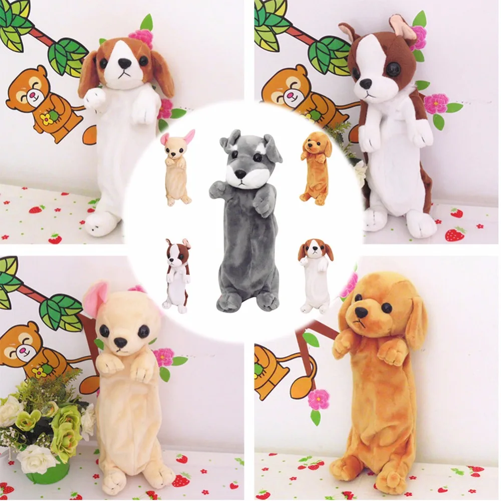 

Stuffed Plush Pen Bag Animals Kawaii Simulation Cute Dogs Pencil Case Soft School Stationery Gift for Girl Boy Send Students