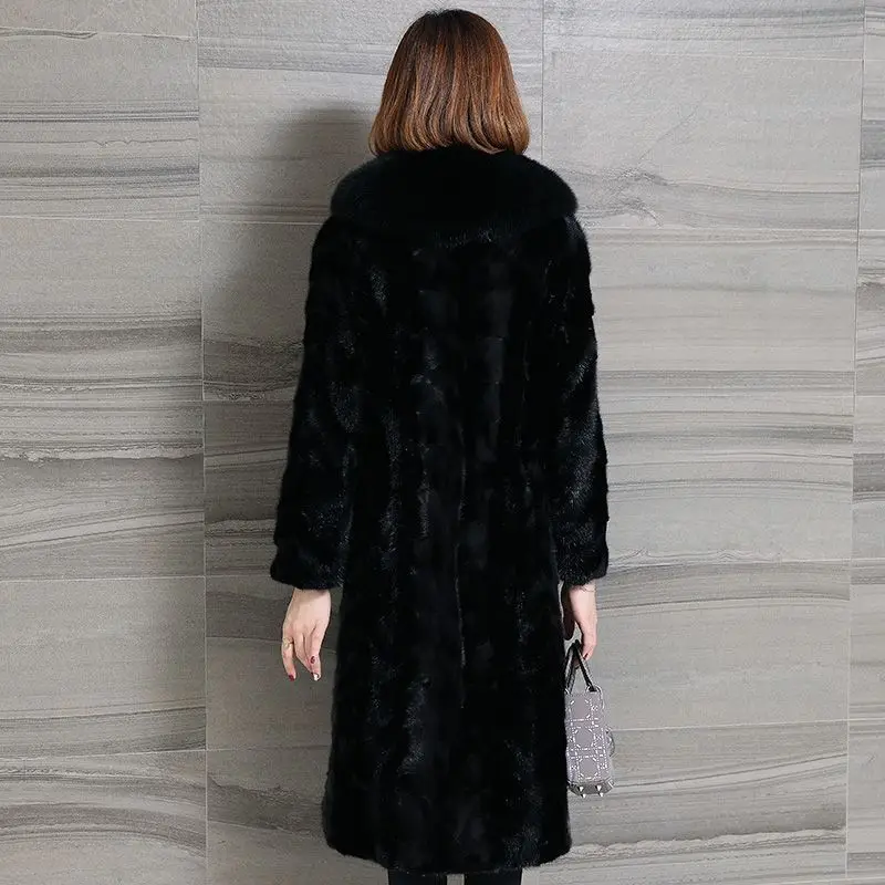 2022 Winter New 2XL Mink Fur Coat Women's Fox Fur Collar Mink Women's Clothing