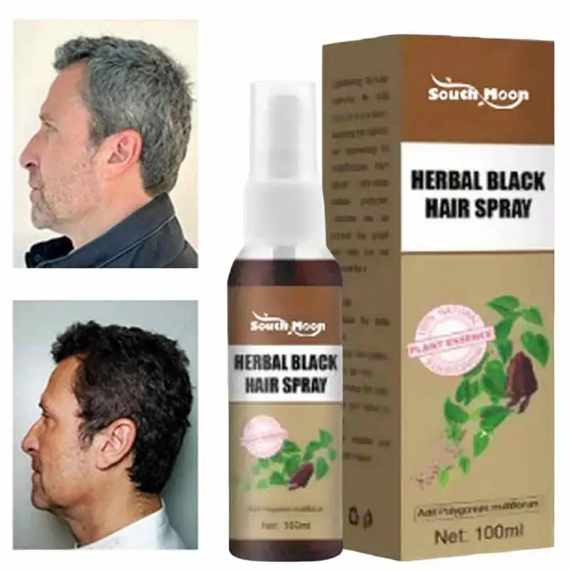 

100ml Hair Darkening Spray Reduce Gray Hair Nourish Scalp Natural Herbal Hair Serum Spray White To Black Hair Care Supplies