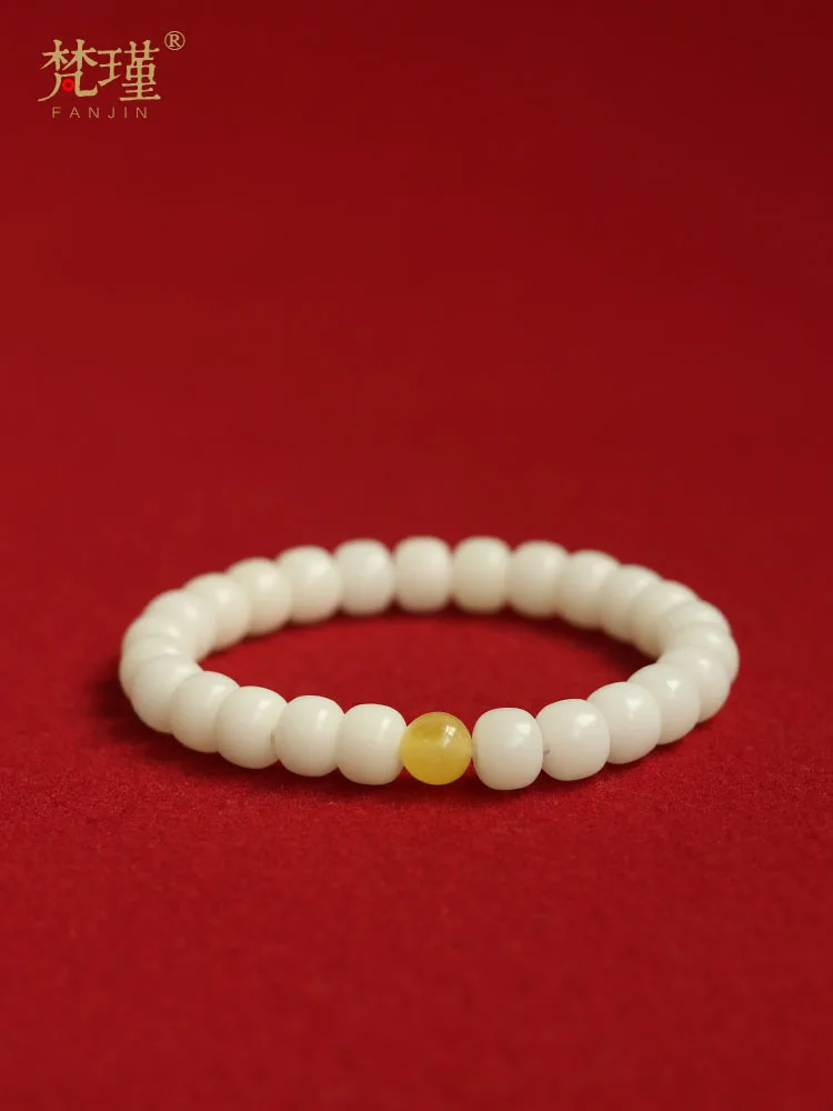 

Fanjin original design Bodhi root artistic elegant beeswax bracelet female couple white new bracelet Ornament Gift