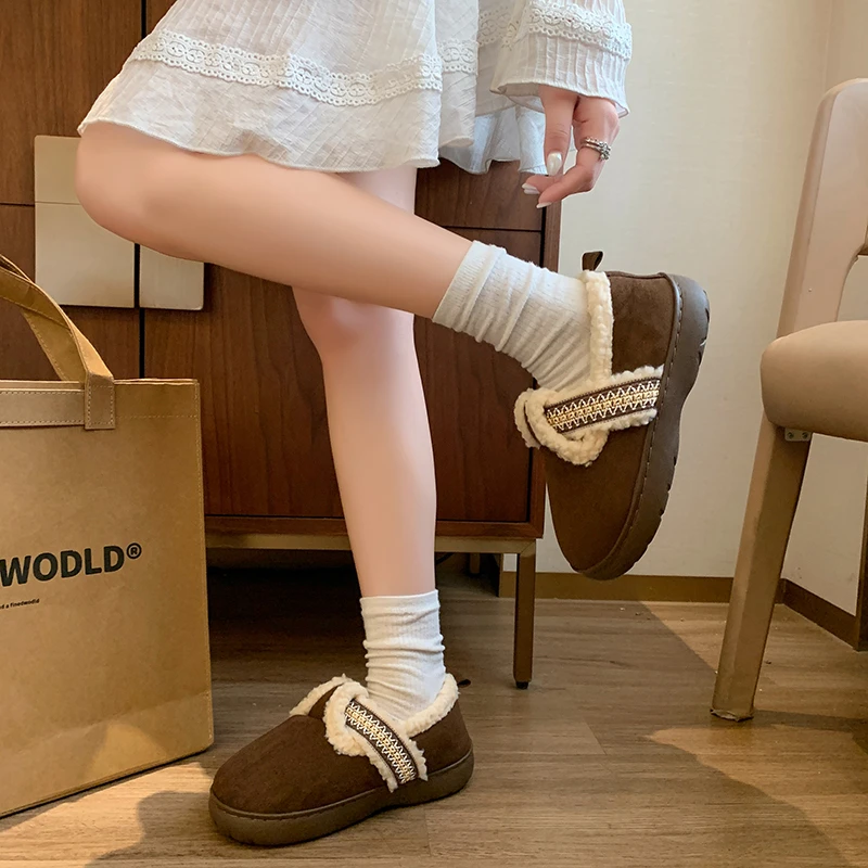 Классические женские ботинки на платформе с круглым носком новинка 2024 зимние