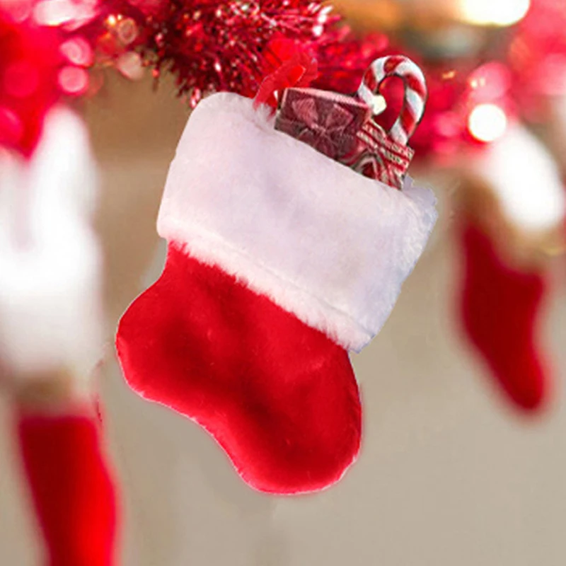 

10PCS Personalised Christmas Red Stocking Home Holiday Party Children Room Decoration Christmas Socks