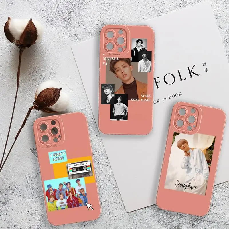 

Ateez Kpop group Phone Case For iPhone 13 12 11 Pro MAX Mini X XS XR 7 8 Plus Camera Lens Liquid Silicone