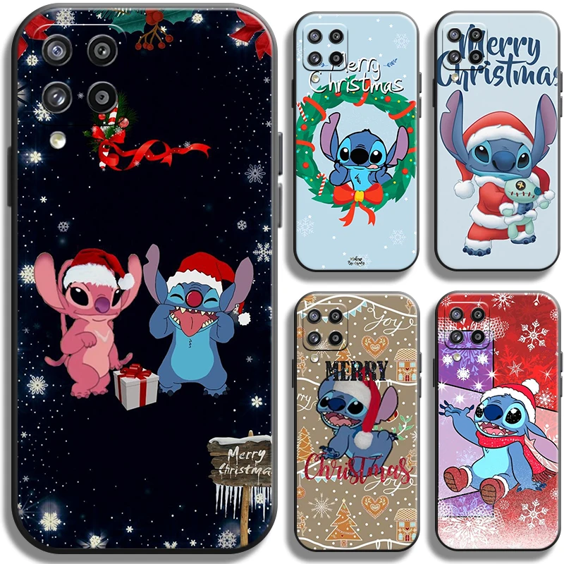 

Stitch Merry Christmas Phone Case For Samsung Galaxy M11 M12 A11 A12 Black Shell Carcasa TPU Back Shockproof Cover Soft