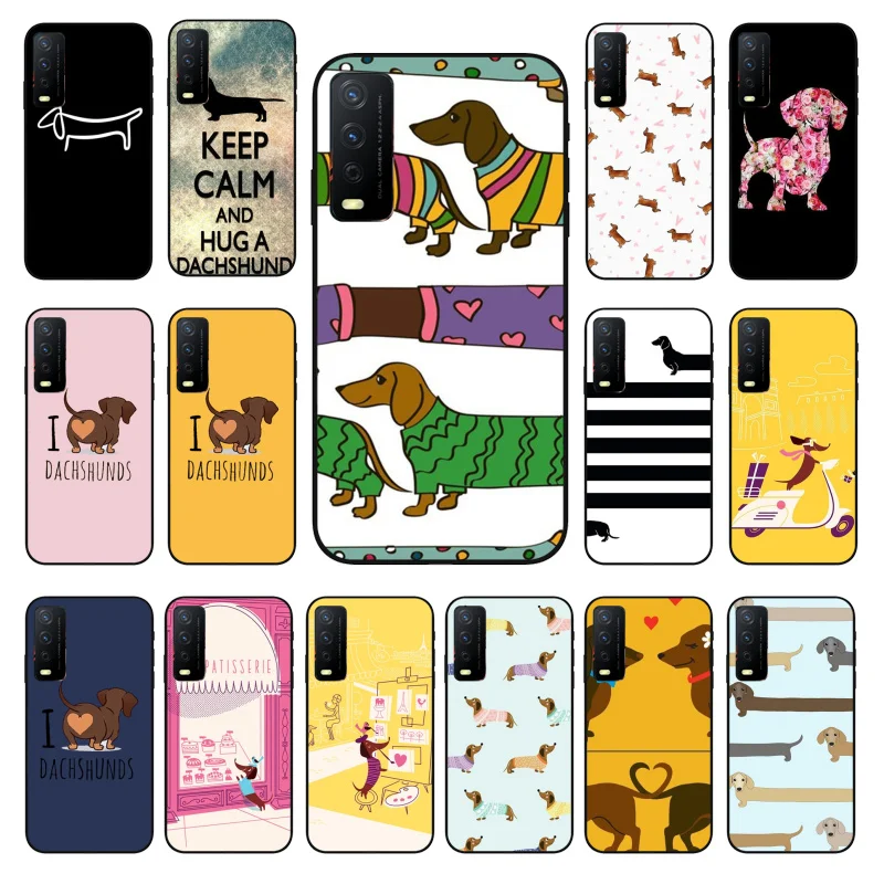 

Cute cartoon Dachshund dog Phone Case for VIVO Y15s Y20 Y11 Y12 Y17 Y19 Y20S Y31 Y9s Y91 Y21 Y51 Y20i Y93 Y12S Y70