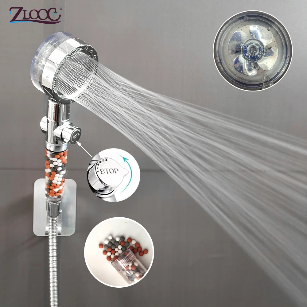 

Shower Head with Small Fan 360 Degrees Rotating Strong Pressurization High Pressure Handheld Showerhead Bathroom Filter Shower