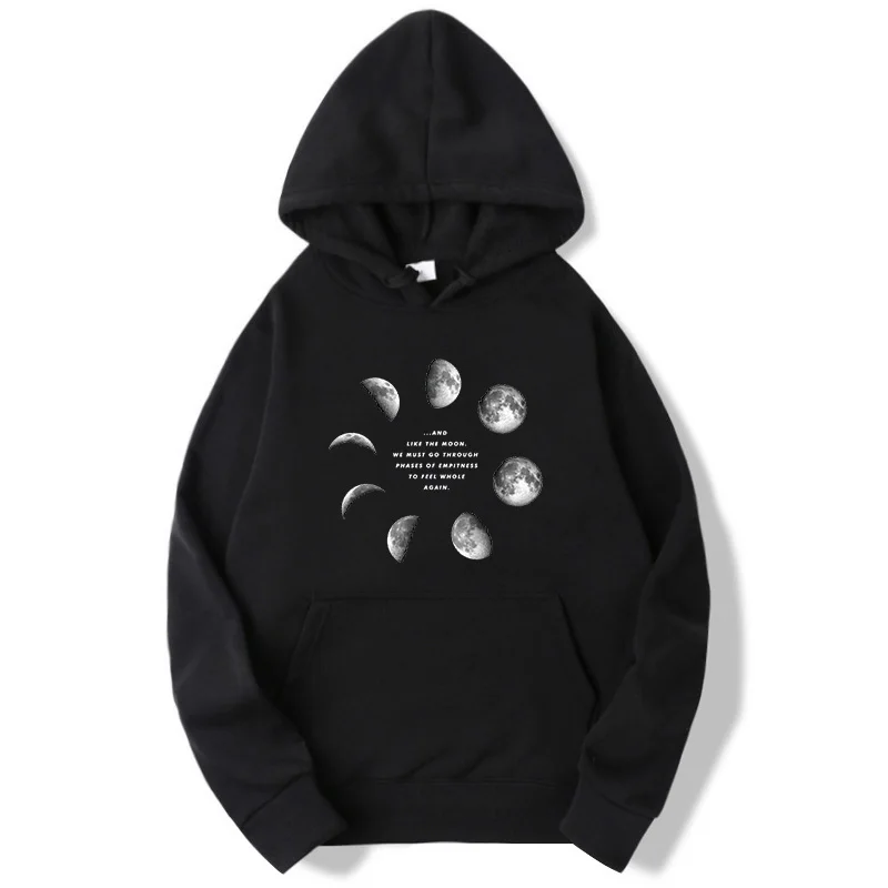 

Unique Creative Moon Printing Sweater Spring and Autumn New Style Cotton Long-sleeved Men Casual Versatile Hooded Loose Sweater