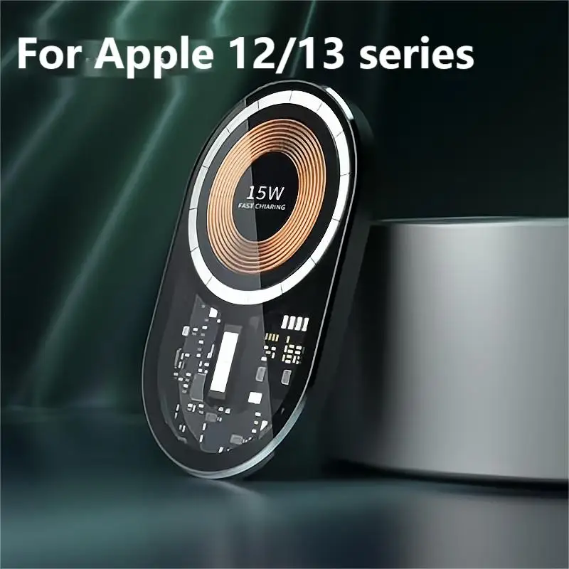 Transparent 15W Qi Car Charger Type C Mobile Phone Magsafing Wireless Charger Car Mount Magnetic Holder For IPhone13 12 Pro