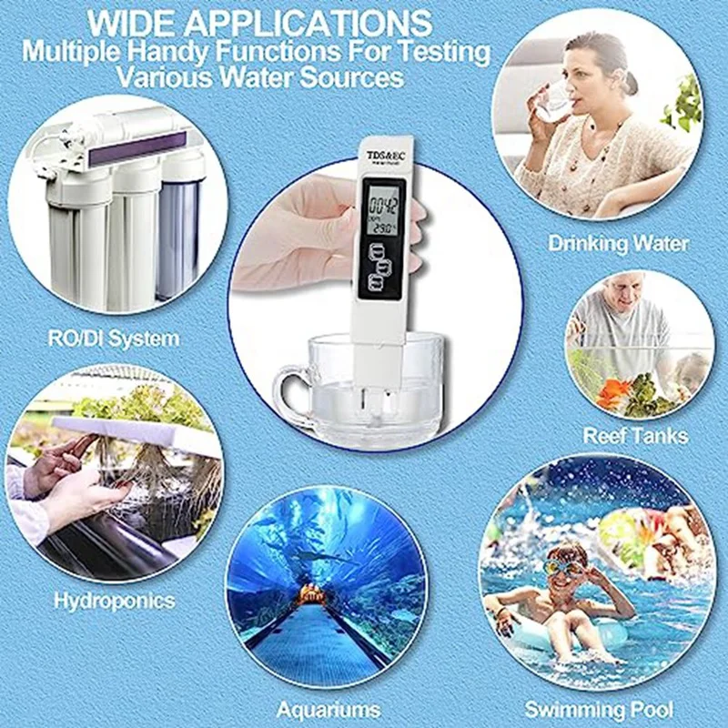 3-в-1 TDS метр цифровой тестер воды измеритель температуры и EC 0-999 ppm PPM для
