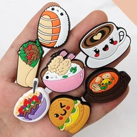 dropshipping 1pcs pvc shoe buckle accessories funny diy cute food shoes decoration jibz for croc charms kids x mas gift