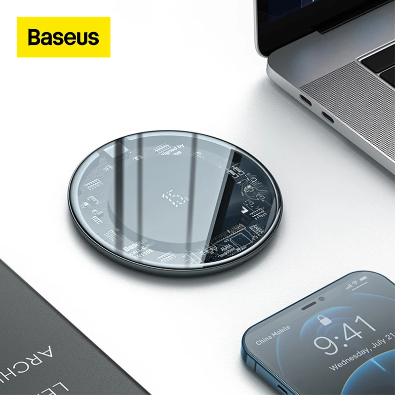 

Baseus 15W Fast Qi Wireless Charger For iPhone 13 12 Pad Visible Element Wireless Charging Pad For Samsung S21 S10+ Note 9 10