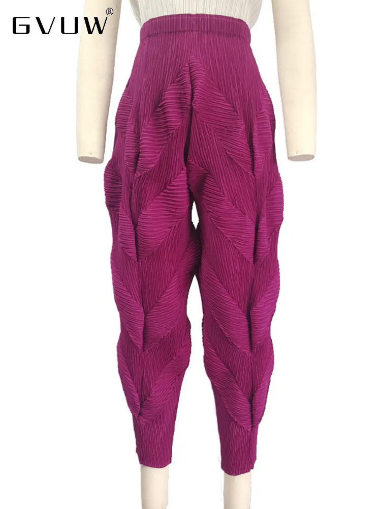 

GVUW New Light Luxury Pleated Radish Pants For Women Solid Color 2023 All Season High Waist Female Trend Pencil Trousers 17G1749