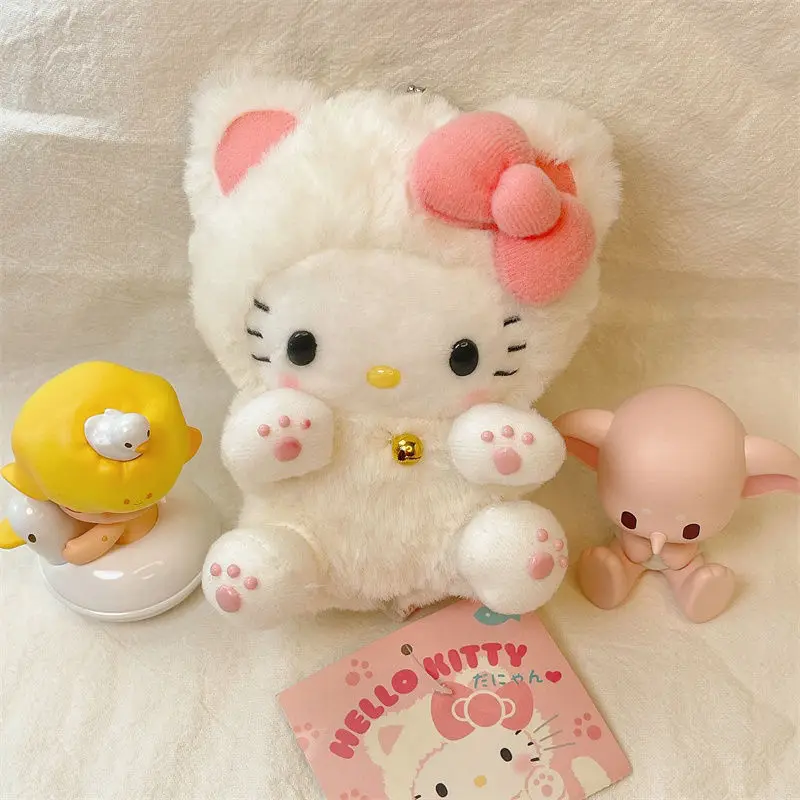 10cm Kawaii Hello Kitty squishmallow plush Toys Cartoon Pendant For Schoolbag  Backpack Decoration Cute Keychains Girl Doll Gift